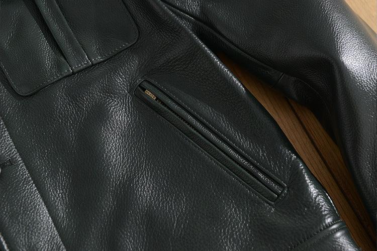 Men’s Military Style Cowhide Leather Jacket