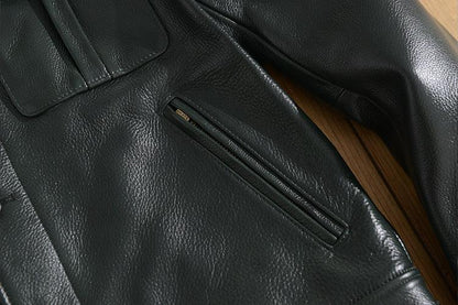 Men’s Military Style Cowhide Leather Jacket