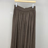 Women Wool Knit Midi Skirt Brown Elastic Waist Pleated Wool Skirt
