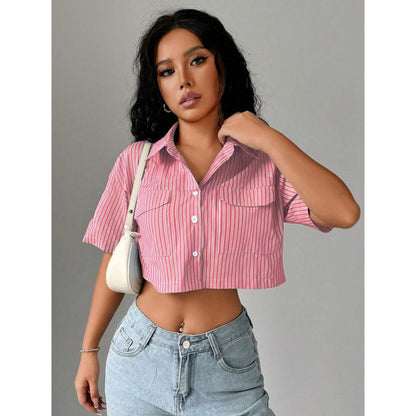 cropped striped shirts for women