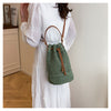 Straw Beach Bucket Bag for Women with Leather Strap