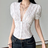 Tie Neck Short Sleeve Blouse