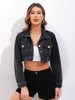 Full Sleeve Cropped Denim Jacket