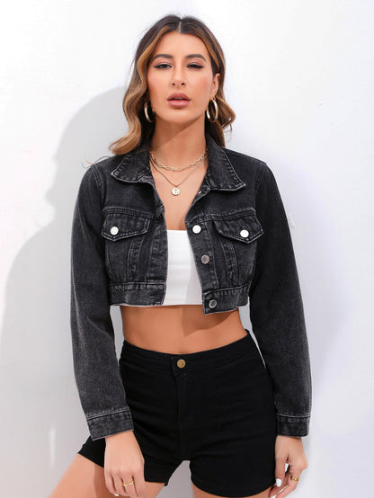 Full Sleeve Cropped Denim Jacket