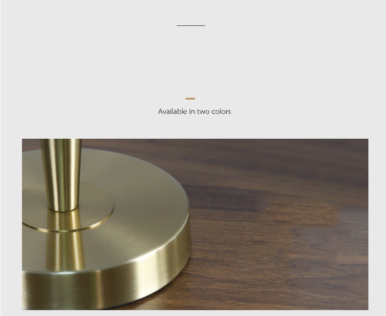 Modern Scandinavian brass table lamp with linen shade