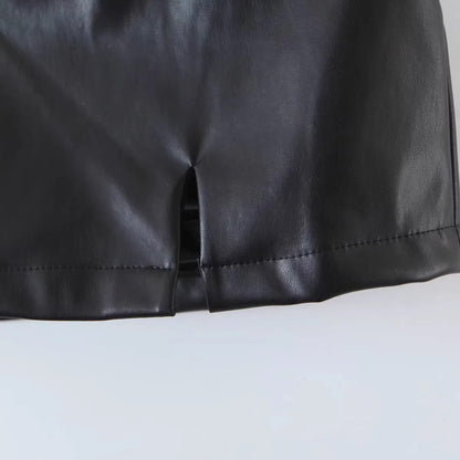 Above knee Causal PU Leather Short Skirts
