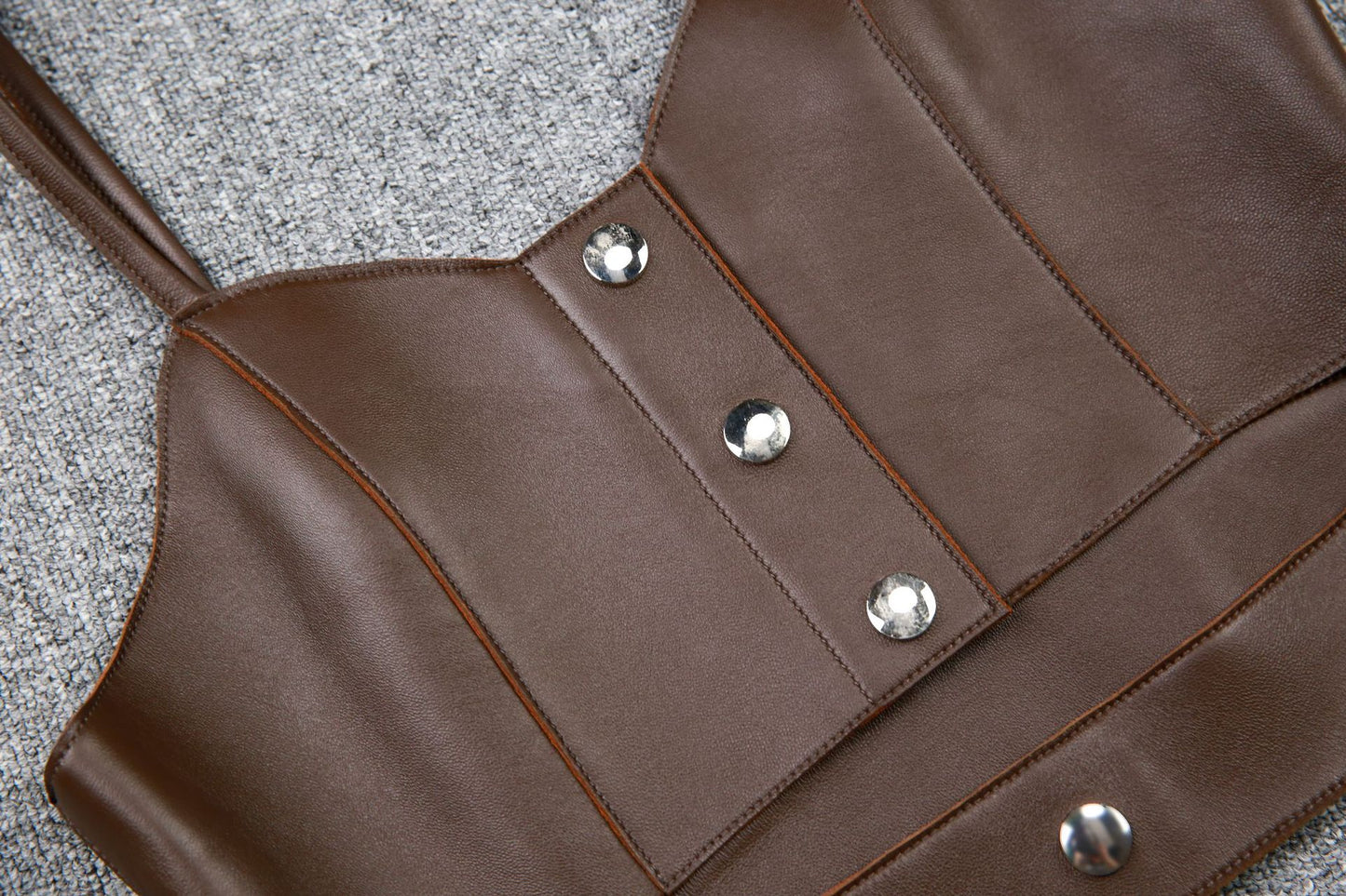 Leather Camisole Vest Cropped Corset Top with Snap Belt
