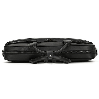 Genuine Leather Carry-On Office Bag with Trolley Strap