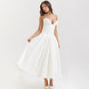 strapless v-neck corset a-line long dress