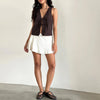 Tie-Up Fabric Sleeveless Tank Top