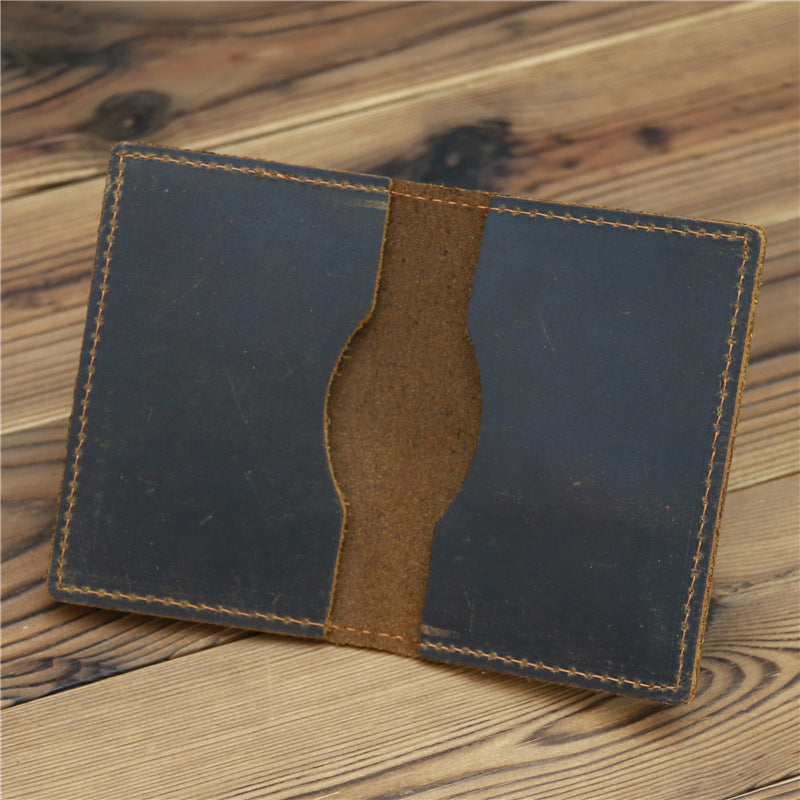 Men’s Crazy Horse Leather Card Holder Wallet in Cowhide