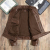 Men Brown Military Cowhide Leather Jacket