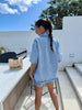 Two Piece Denim Short Set Shirt and Shorts