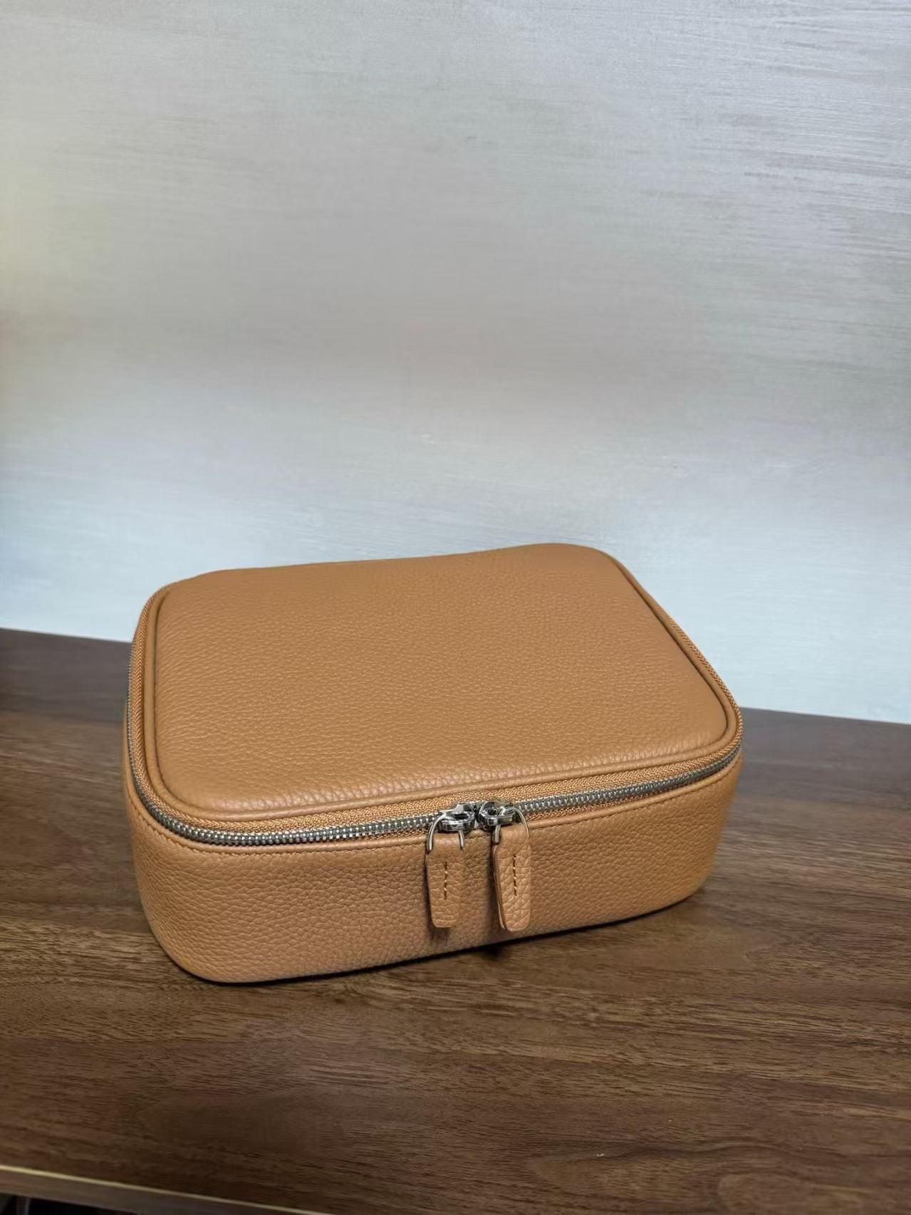 Genuine Leather Women Toiletry Bag Organizer Case