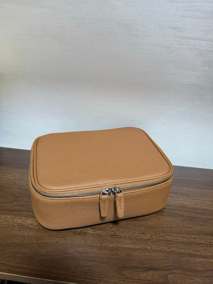 Genuine Leather Women Toiletry Bag Organizer Case