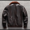 Men’sAviator Leather Flight Jacket with Fur Collar