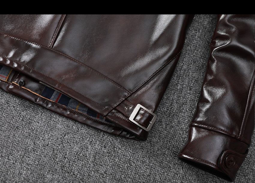 Men’s Genuine Leather Aviator Jacket Wax Finish Flight Style