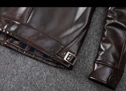 Men’s Genuine Leather Aviator Jacket Wax Finish Flight Style