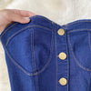 High Waist Denim Two Piece Skirt Set with Bustier Top for Women