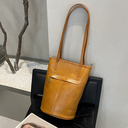 Women’s Leather Shoulder Bucket Purse