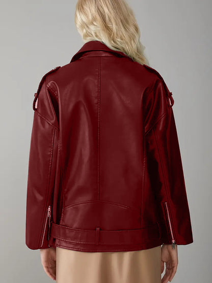 Women’s PU Oversized Leather Biker Jacket