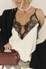 White satin lace v neck camisole top for women