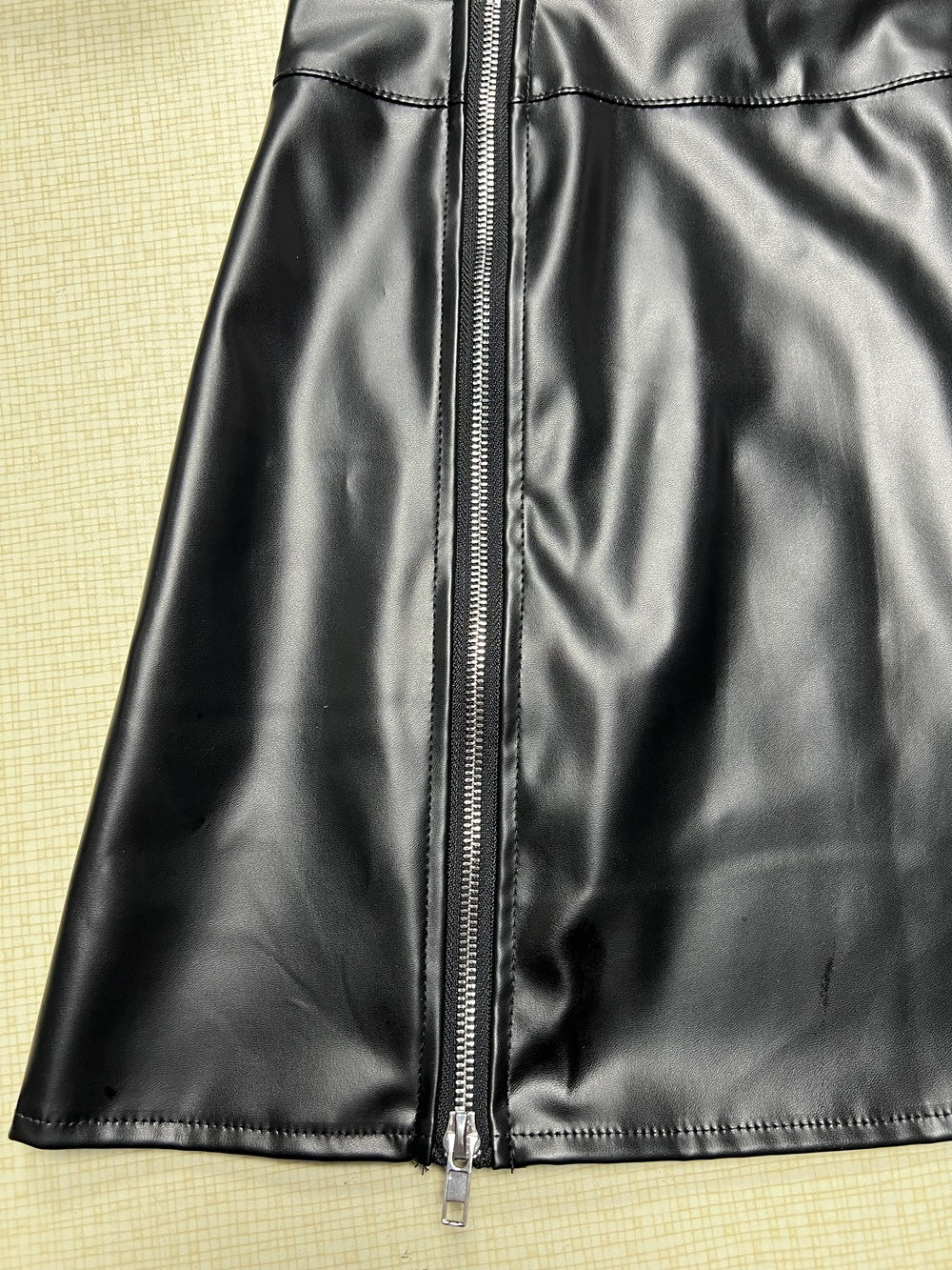 PU Leather Petite High Waist Zip Skirt