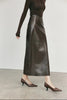 High Waisted Leather Maxi Skirt