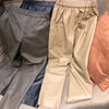 Genuine leather cropped cigarette pants