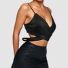 Black Wrap Crop Top with Spaghetti Straps