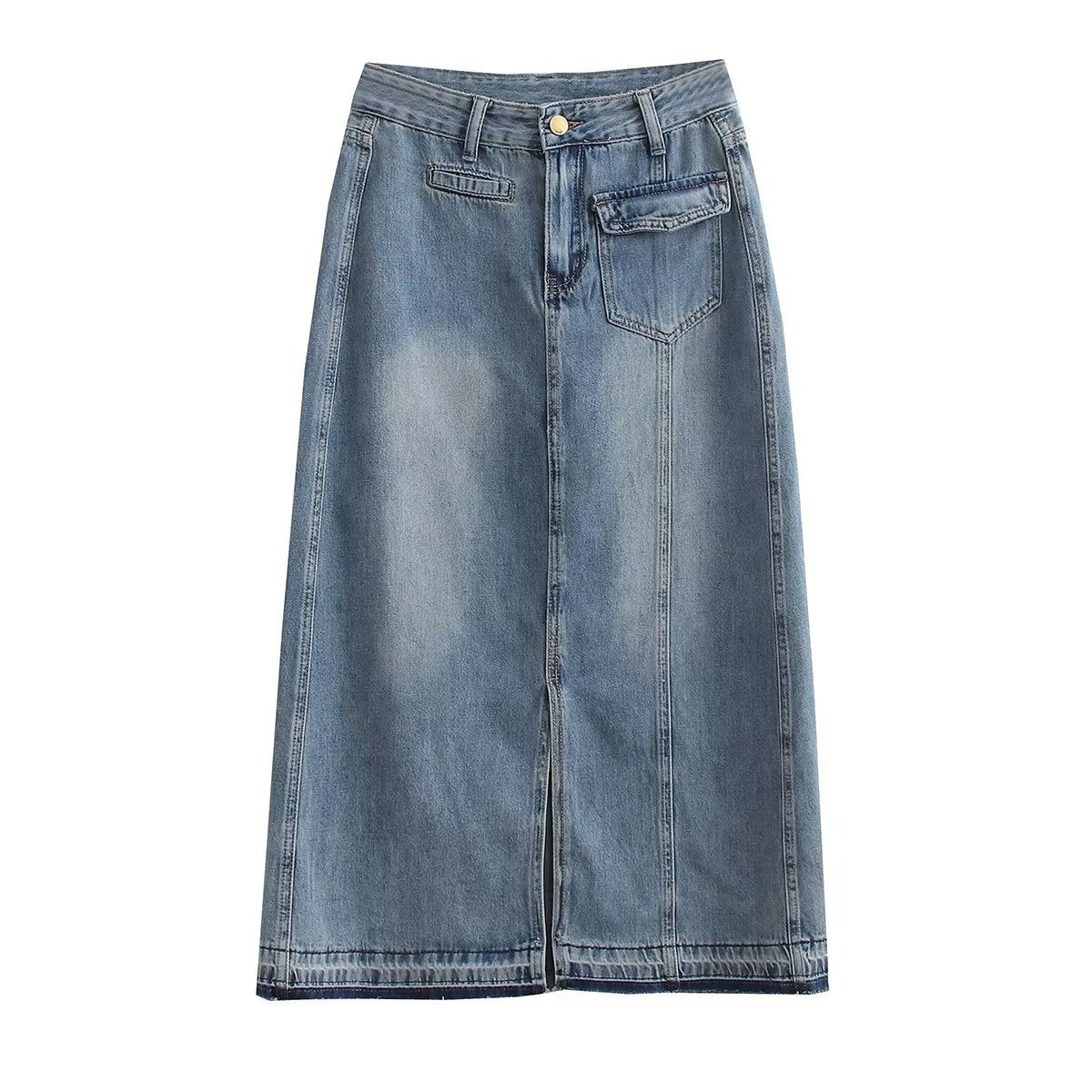 long denim maxi skirts for women