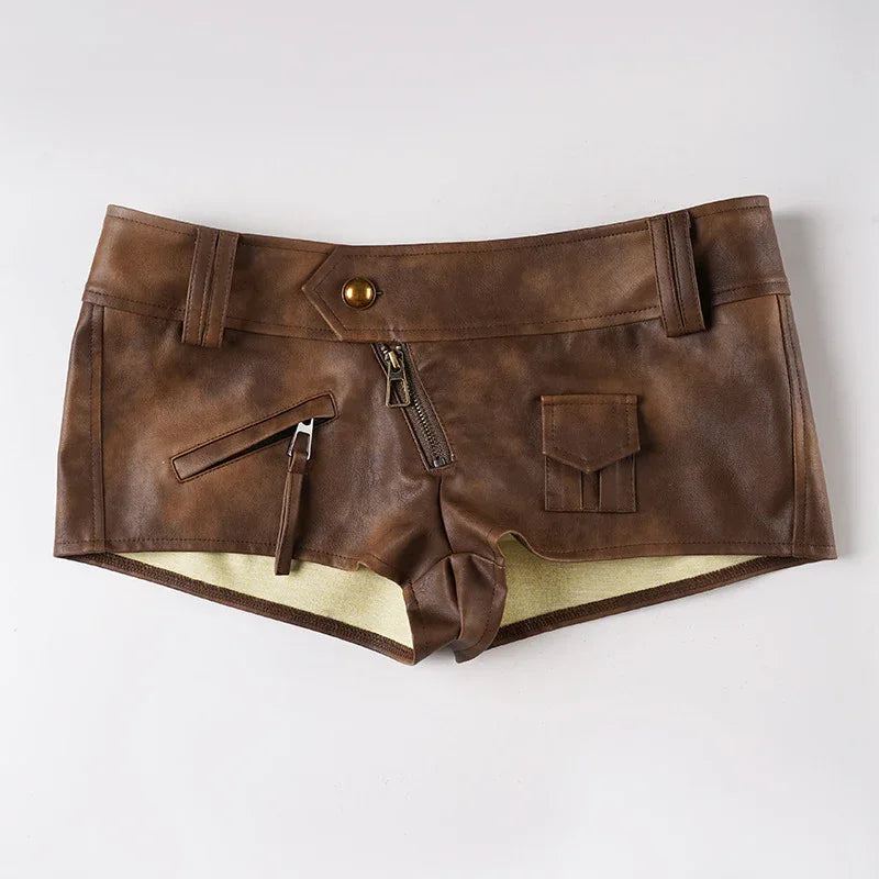 Women Faux Leather Mini Hot Shorts