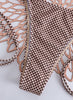 Brown Checkered Two Piece Bikini Set with Floral Appliqués