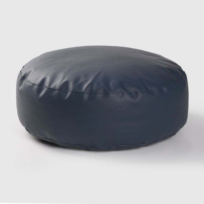 Faux Leather Pouf Ottoman Cover with Carry Handle