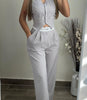 Women's Sleeveless Blazer And Long Trousers Suit