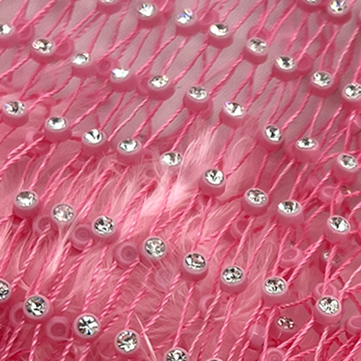 pink rhinestone fishnet mesh festival outfit feather trim women