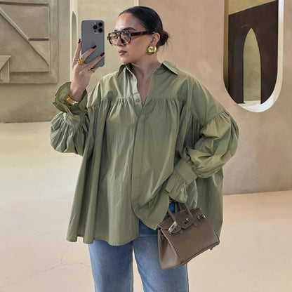 Flare Sleeve Loose-Fit Woven Women's Shirt