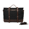 Canvas Shoulder Bag with Top-Grain Cowhide Leather