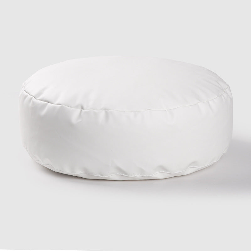 Faux Leather Pouf Ottoman Cover with Carry Handle
