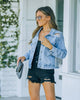 Ripped Tassel Washed Lapel Denim Jacket for Women