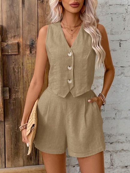 womens 2 piece summer sets vest and shorts