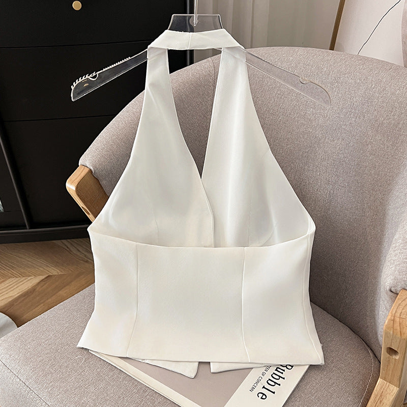 Women v neck halter office vest blazer top