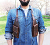 Men’s Shoulder Holster Bag in Brown Faux Leather for Hands-Free Carry