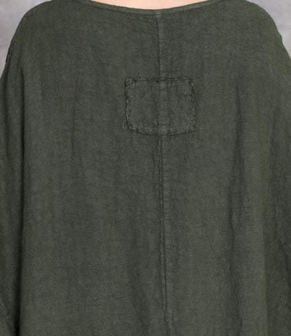 Plus size linen maxi dress loose long sleeve with pockets