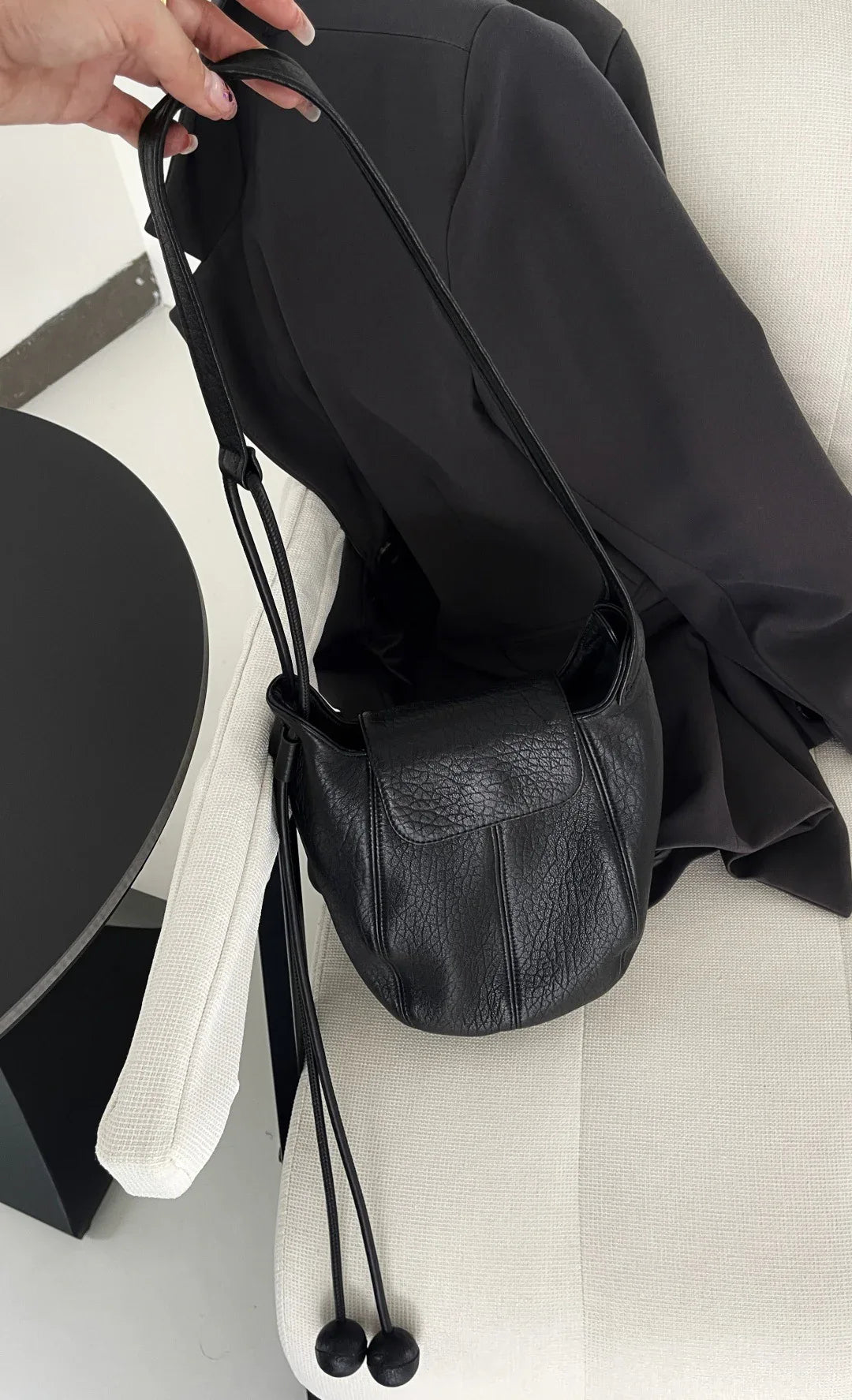 Women’s Genuine Leather Pumpkin Bucket Bag