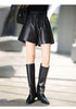 Women’s High Waisted Black Leather Shorts Wide-Leg