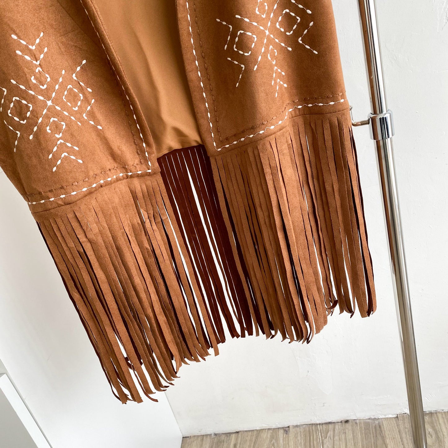 Women’s Bohemian Embroidered Fringe Suede Vest