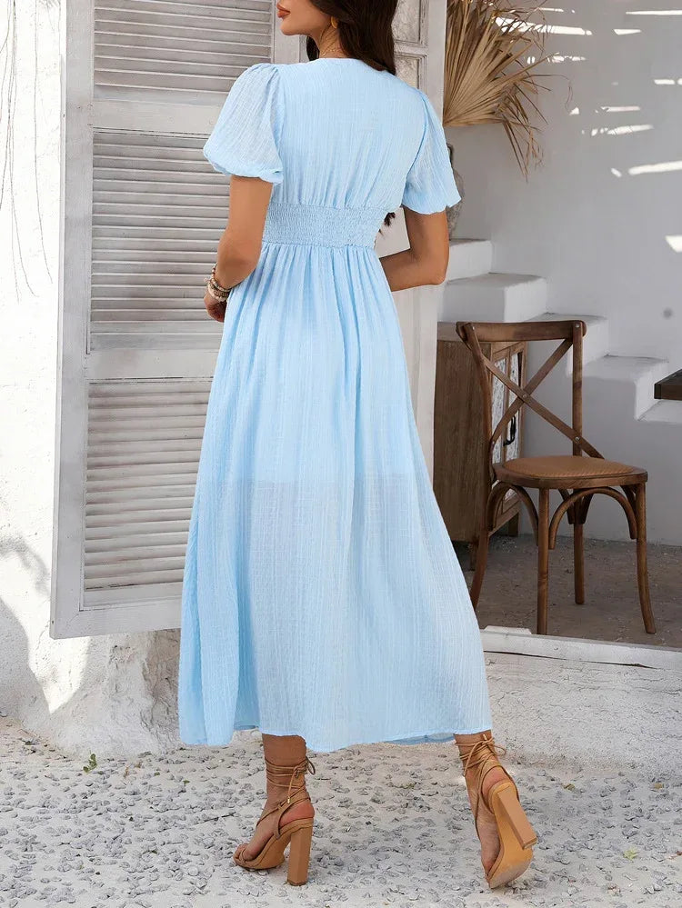 baby blue puff sleeve midi maxi dress baby blue puff sleeve midi maxi dress