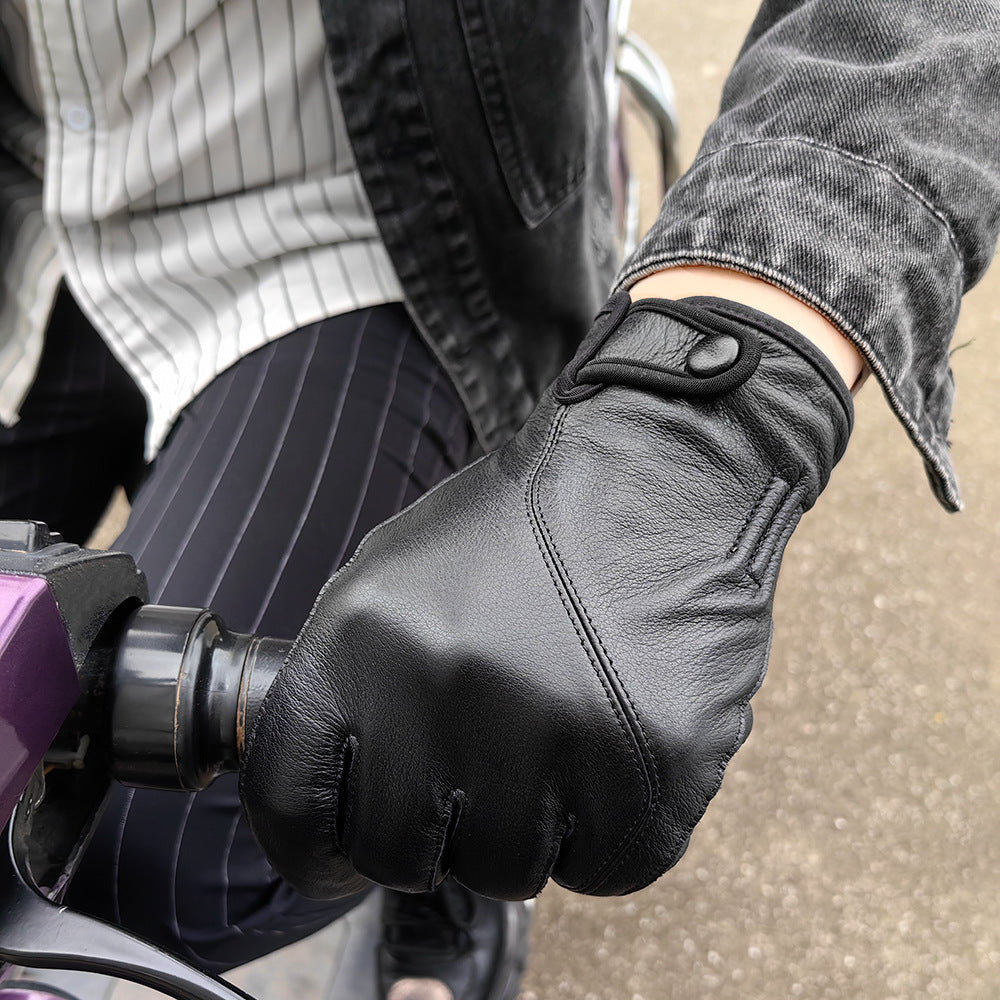 Men’s Black Leather Gloves for Driving, Motorcycle Riding and Touchscreen Use