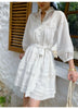 women summer dress white lace loose fit